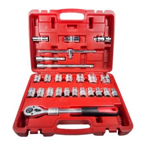 25 Parça 1/2" 6 Köşe Uzatmalı Cırcırlı Lokma Takımı